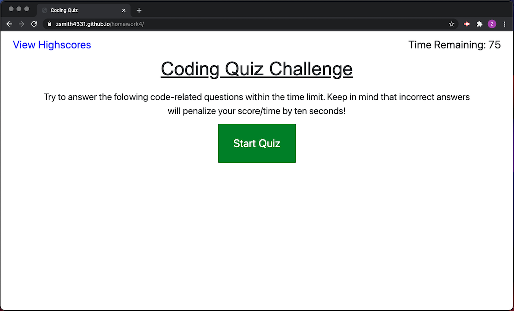 Coding Quiz Example